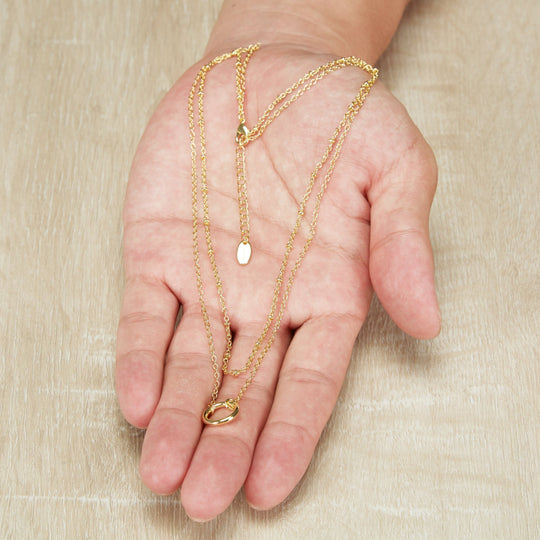 Gold Plated Double Layered Circle Necklace - Philip Jones Jewellery