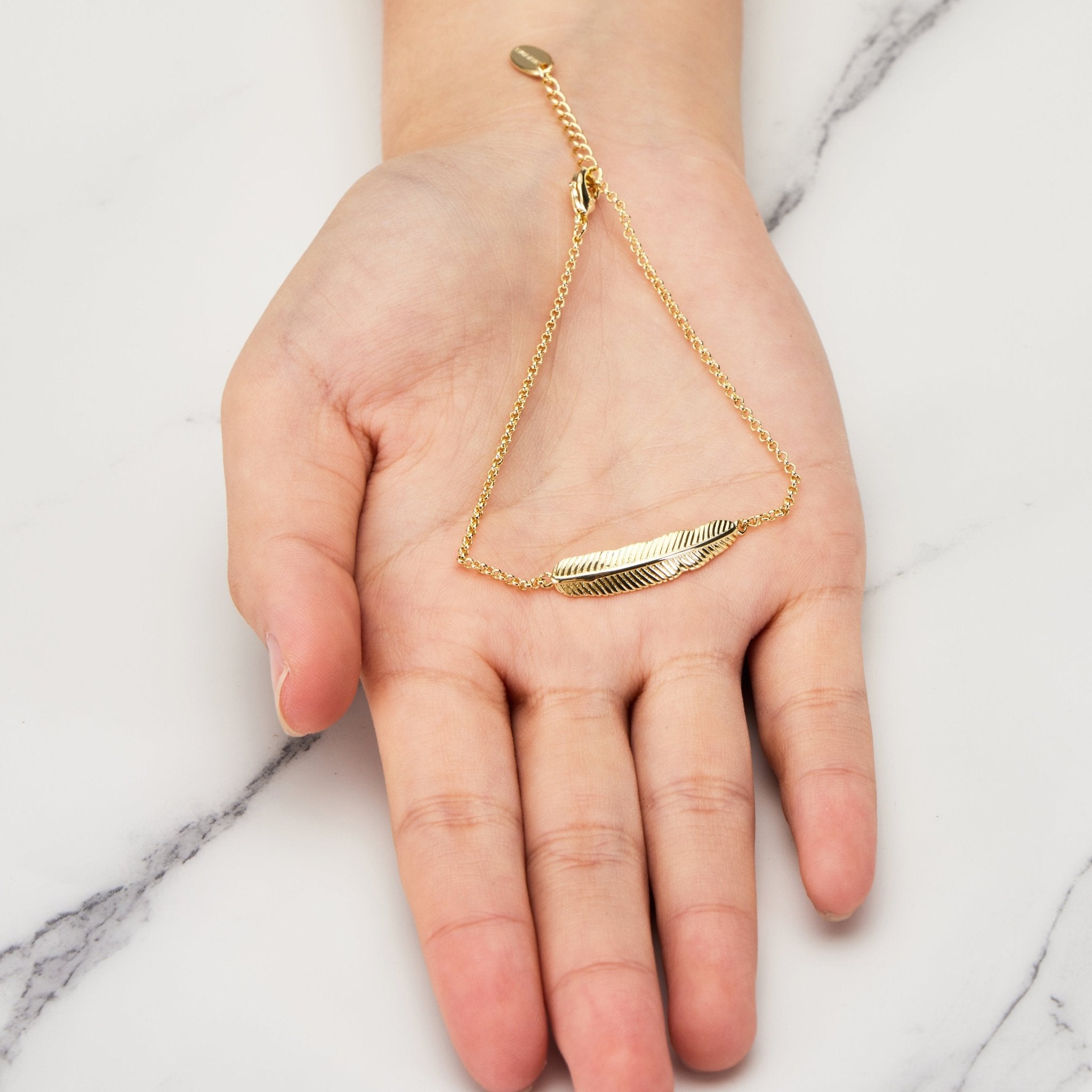 Gold Plated Feather Bracelet - Philip Jones Jewellery