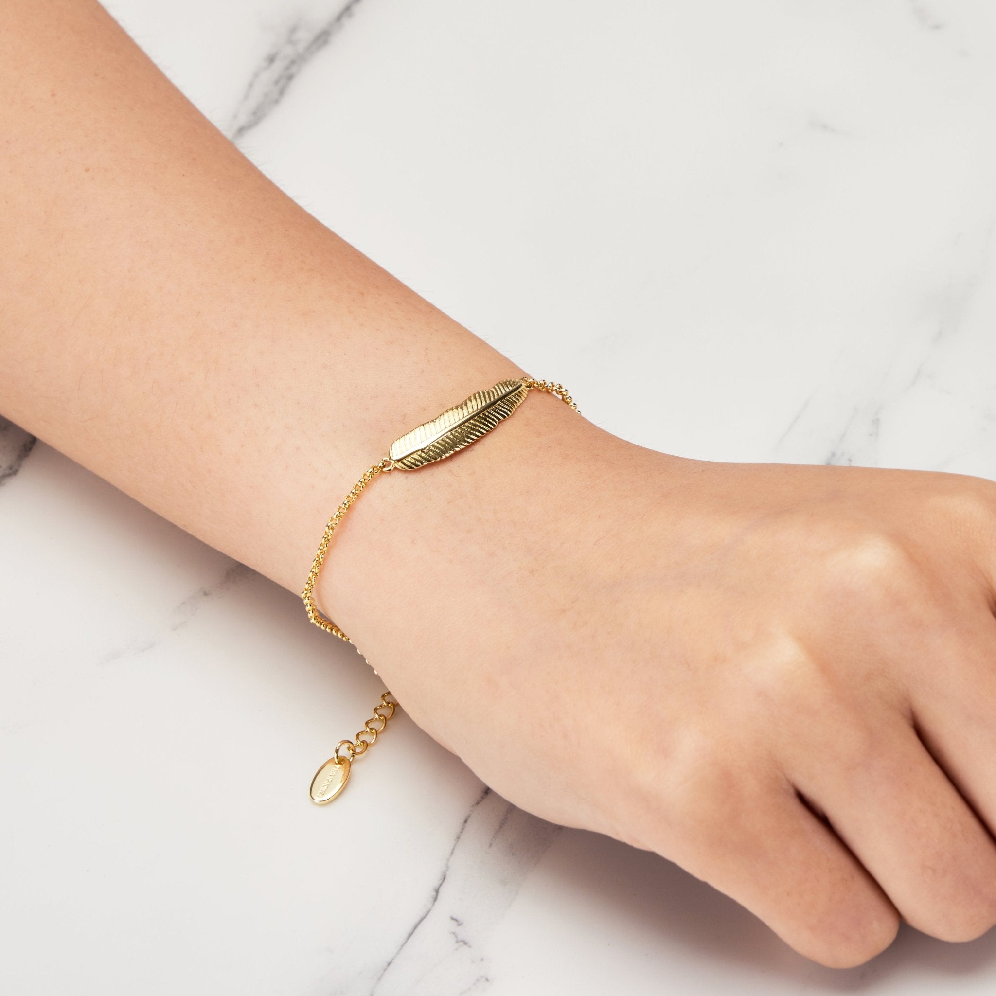 Gold Plated Feather Bracelet - Philip Jones Jewellery