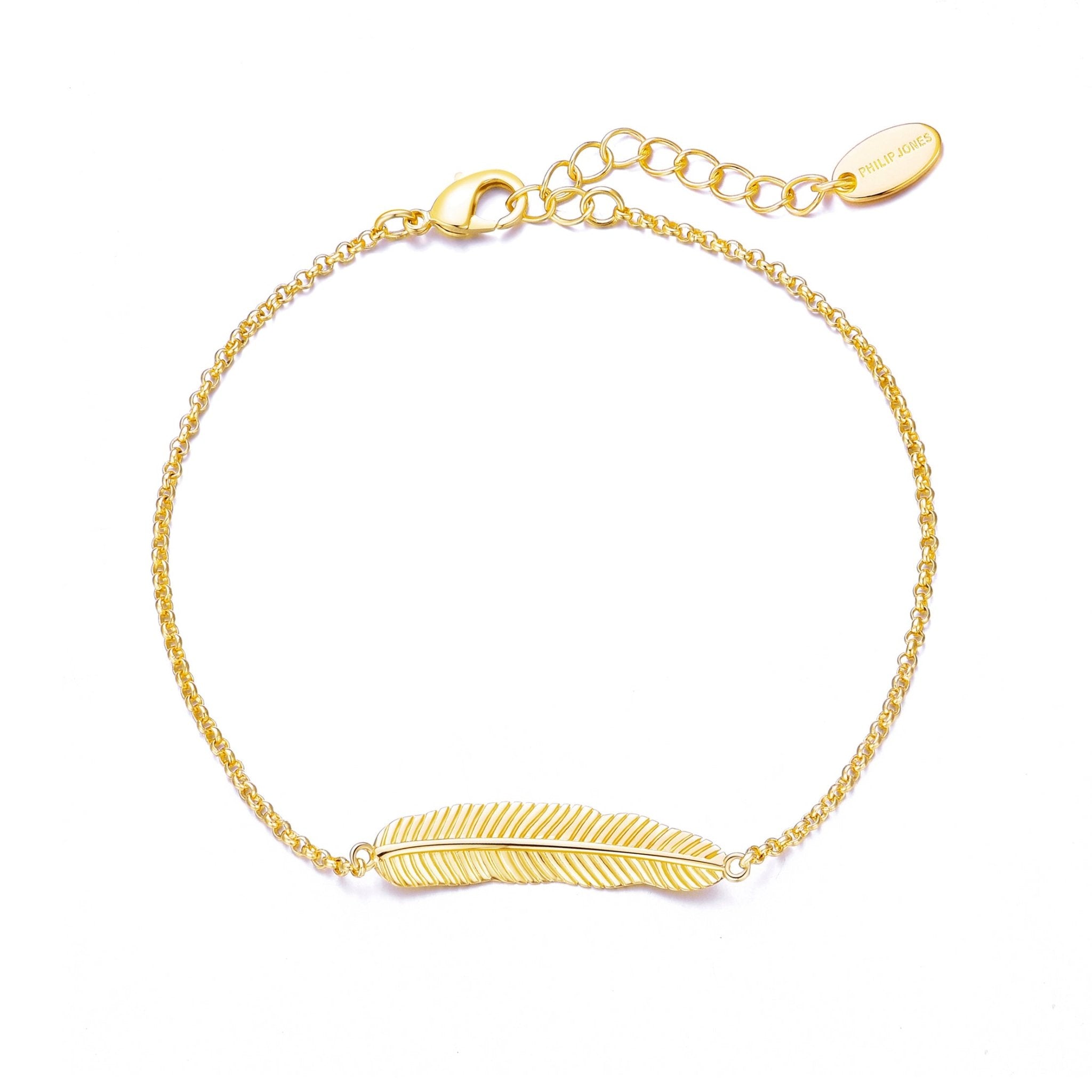 Gold Plated Feather Bracelet - Philip Jones Jewellery