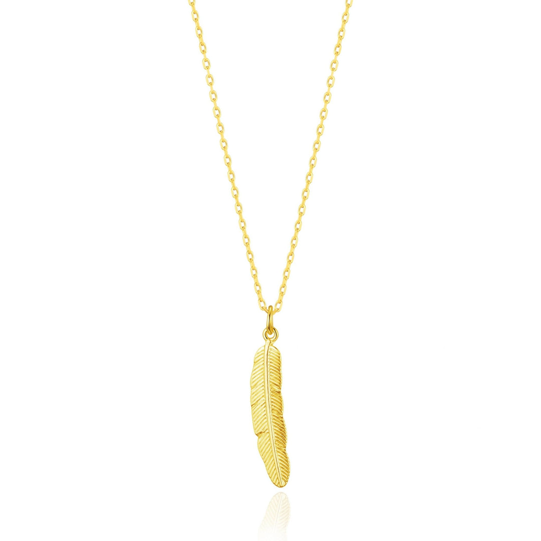 Gold Plated Feather Necklace - Philip Jones Jewellery