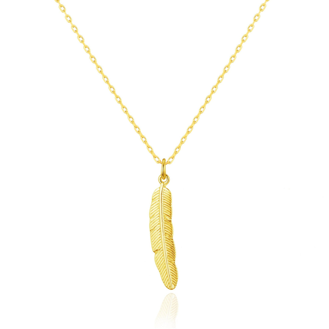 Gold Plated Feather Necklace - Philip Jones Jewellery