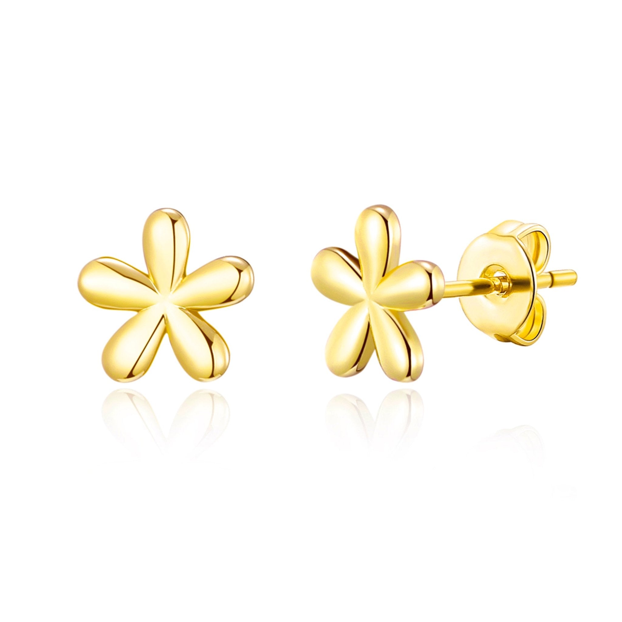 Gold Plated Flower Stud Earrings - Philip Jones Jewellery