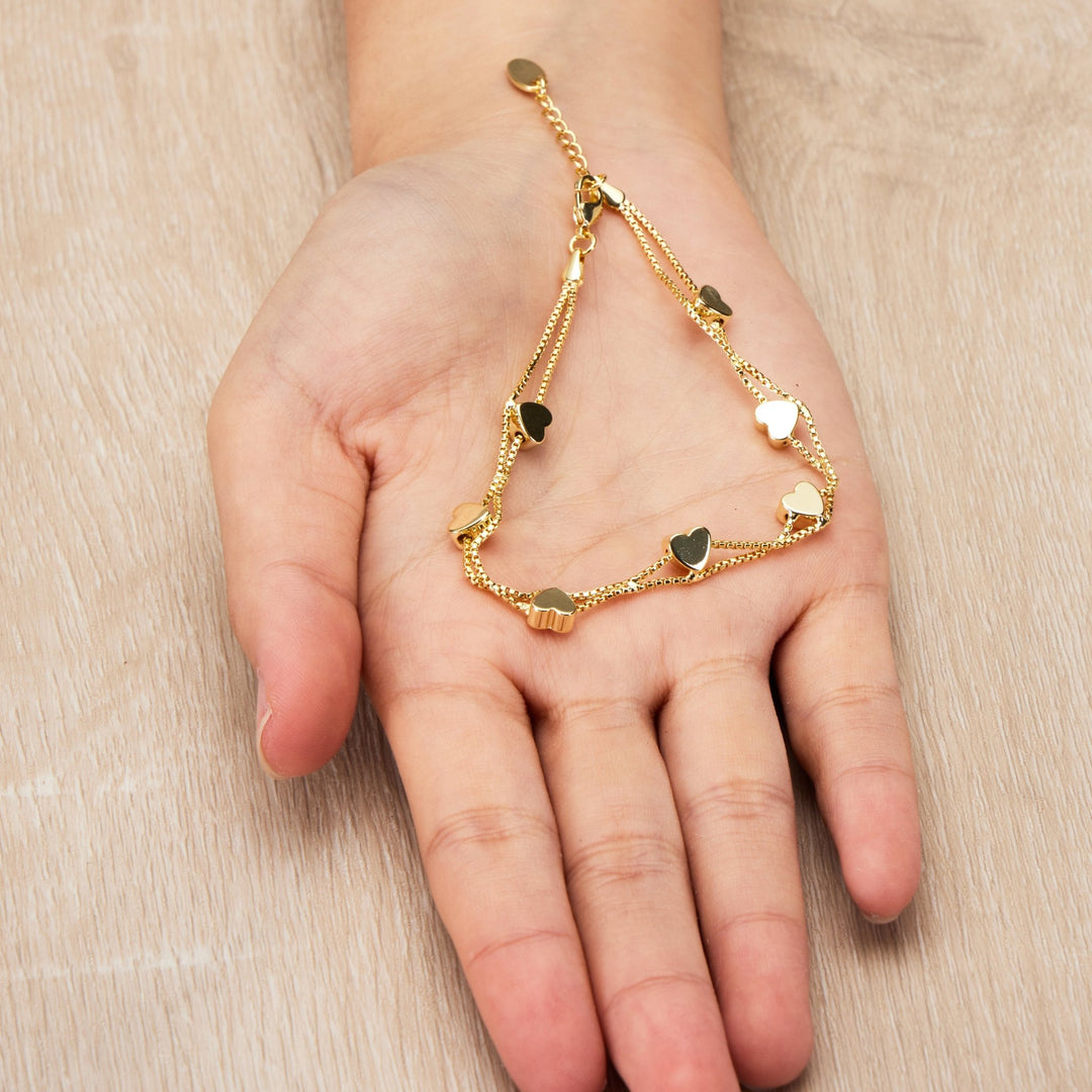 Gold Plated Heart Bracelet - Philip Jones Jewellery