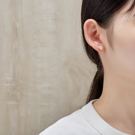 Gold Plated Heart Halo Earrings Created with Zircondia® Crystals - Philip Jones Jewellery
