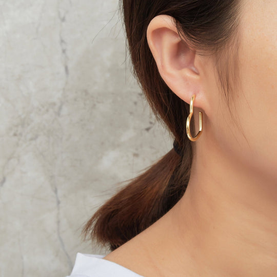 Gold Plated Heart Hoop Earrings - Philip Jones Jewellery