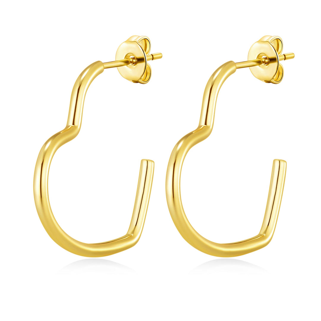 Gold Plated Heart Hoop Earrings - Philip Jones Jewellery