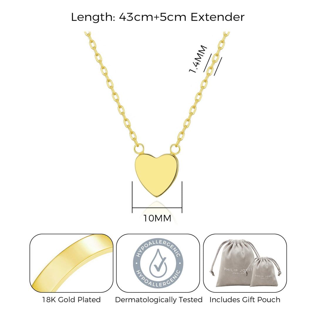 Gold Plated Heart Necklace - Philip Jones Jewellery