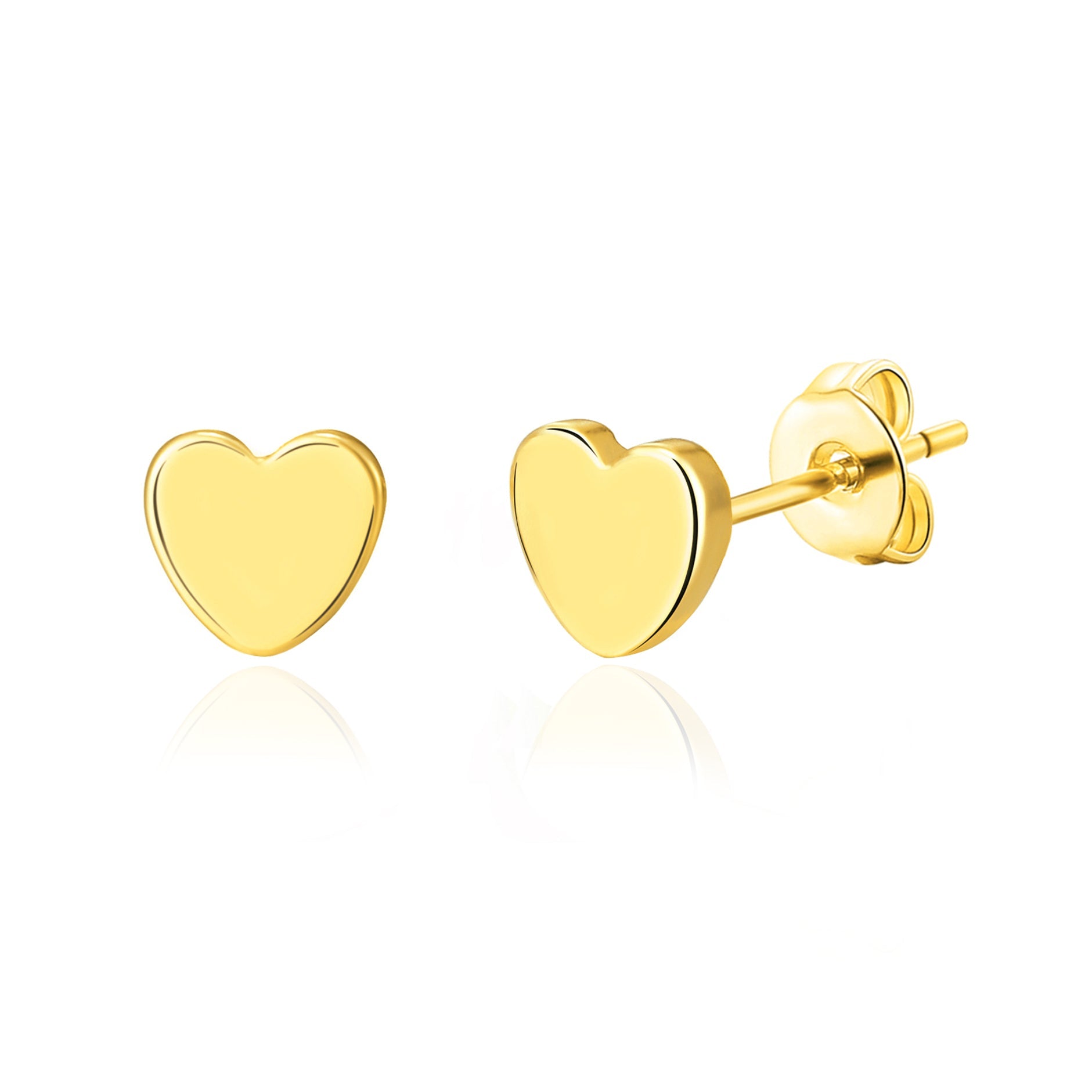 Gold Plated Heart Stud Earrings - Philip Jones Jewellery