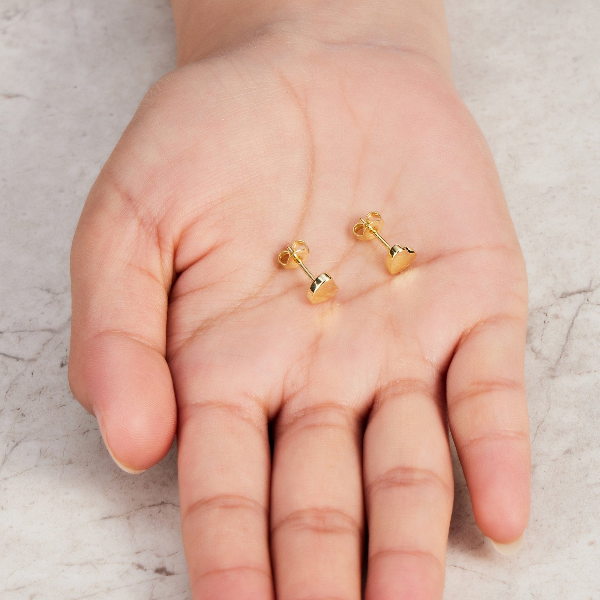 Gold Plated Heart Stud Earrings - Philip Jones Jewellery