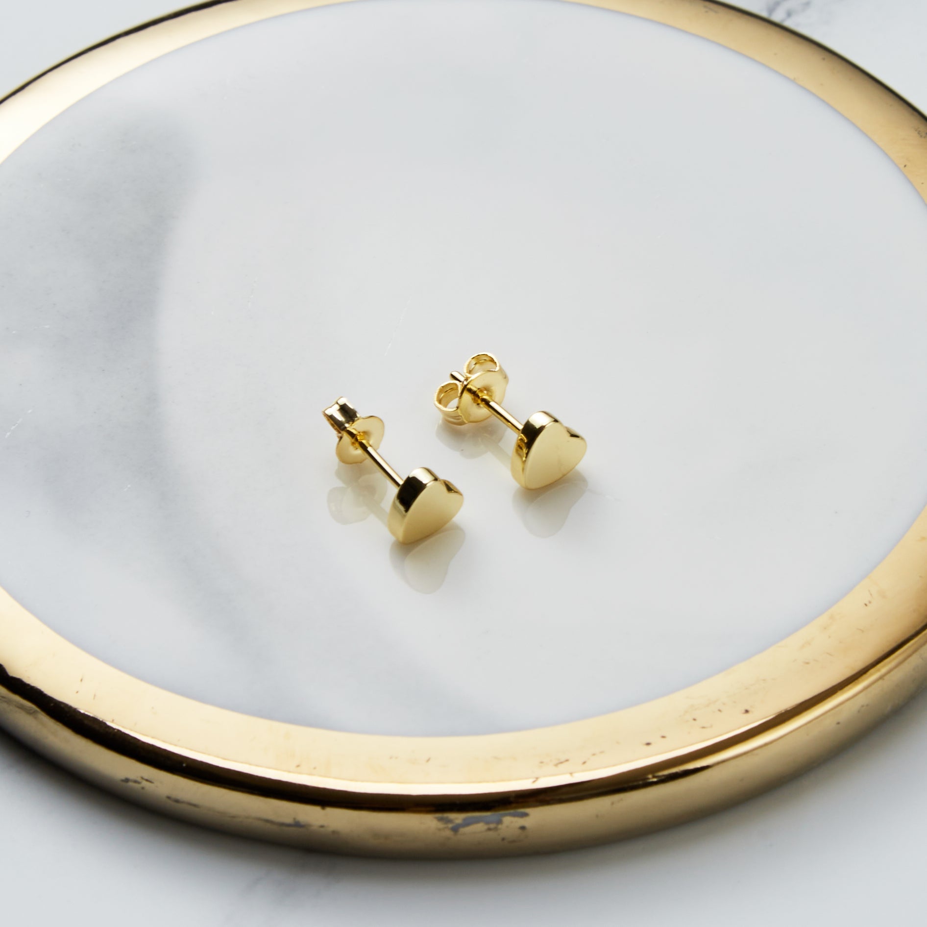 Gold Plated Heart Stud Earrings - Philip Jones Jewellery