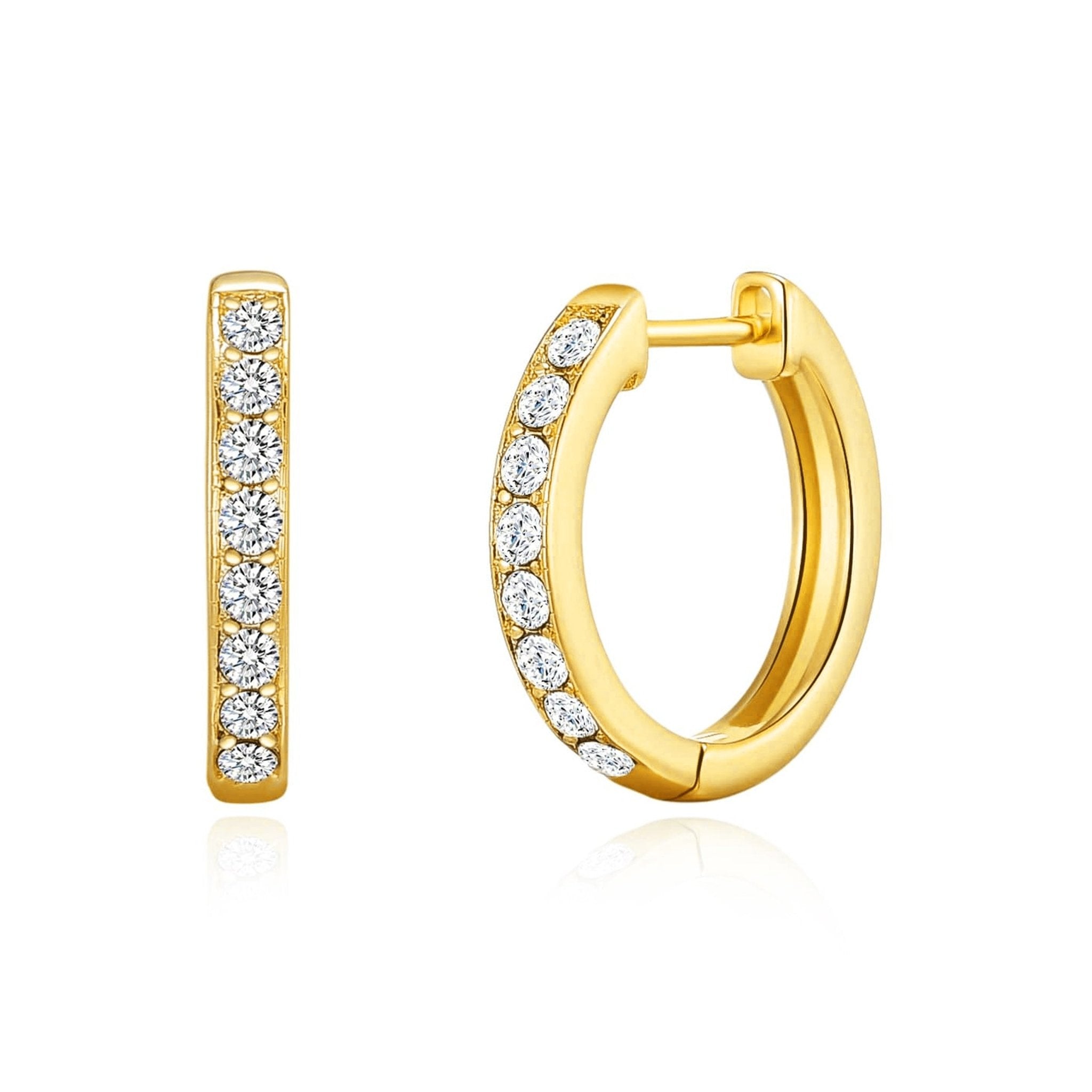 Gold Plated Hoop Earrings Created with Zircondia® Crystals - Philip Jones Jewellery