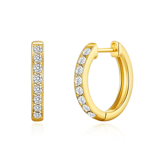 Gold Plated Hoop Earrings Created with Zircondia® Crystals - Philip Jones Jewellery