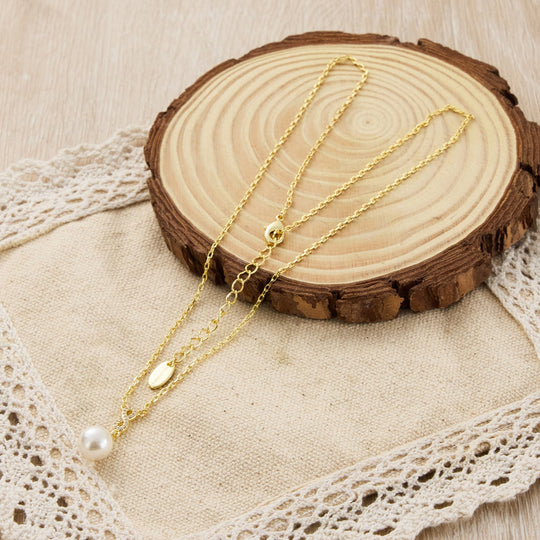 Gold Plated I Couldn't Say I Do Without You Infinity Pearl Drop Necklace with Zircondia® Crystals - Philip Jones Jewellery