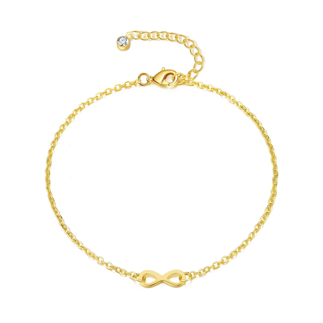 Gold Plated Infinity Anklet Created with Zircondia® Crystals - Philip Jones Jewellery