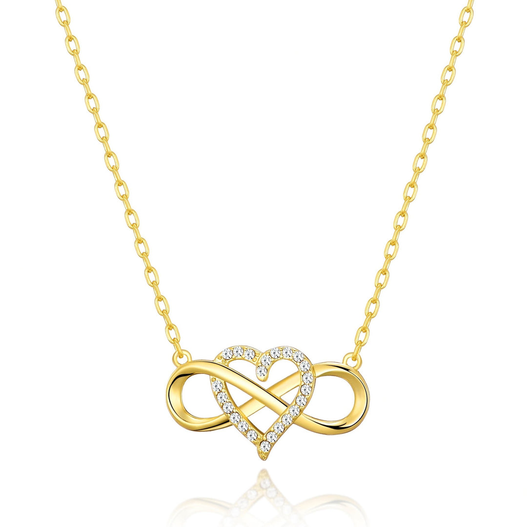 Gold Plated Infinity Heart Necklace Created with Zircondia® Crystals - Philip Jones Jewellery