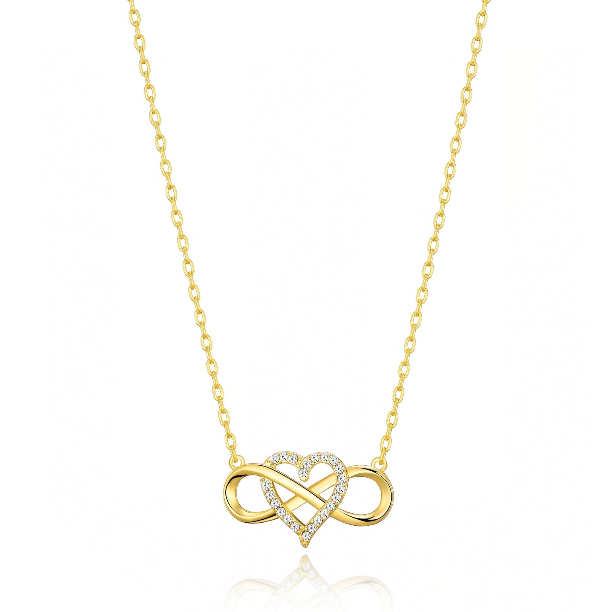 Philip Jones Collana Infinity Heart Placcata Argento Con Cristalli Zircondia, Gioiello Elegante In Sacchetto Regalo Di Lusso