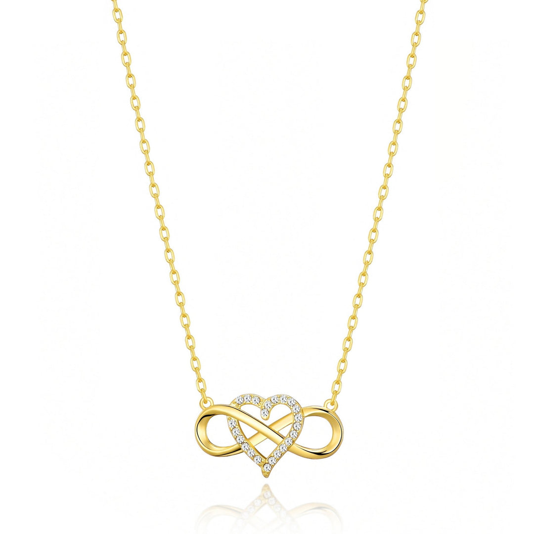 Gold Plated Infinity Heart Necklace Created with Zircondia® Crystals - Philip Jones Jewellery