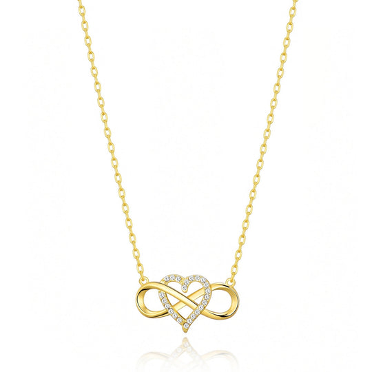 Gold Plated Infinity Heart Necklace Created with Zircondia® Crystals - Philip Jones Jewellery