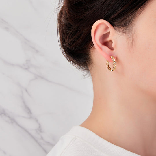 Gold Plated Infinity Hoop Earrings Created with Zircondia® Crystals - Philip Jones Jewellery