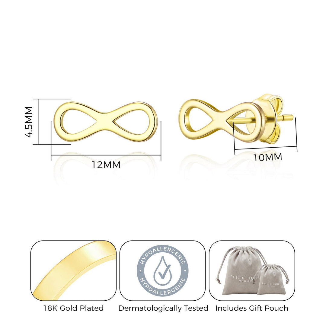 Gold Plated Infinity Stud Earrings - Philip Jones Jewellery