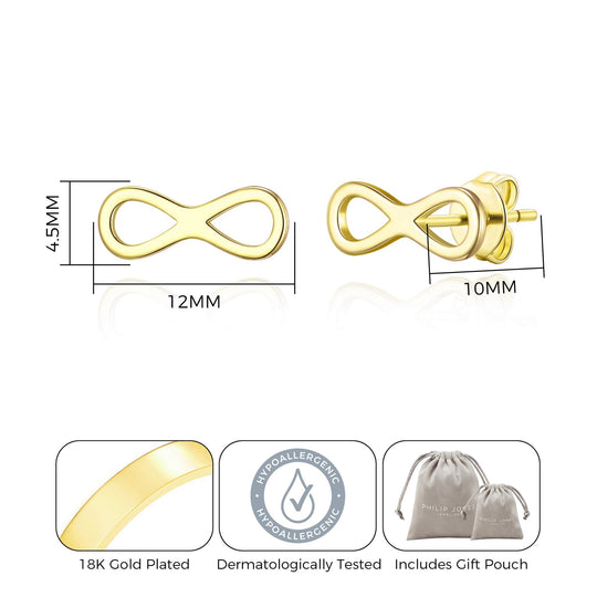 Gold Plated Infinity Stud Earrings - Philip Jones Jewellery