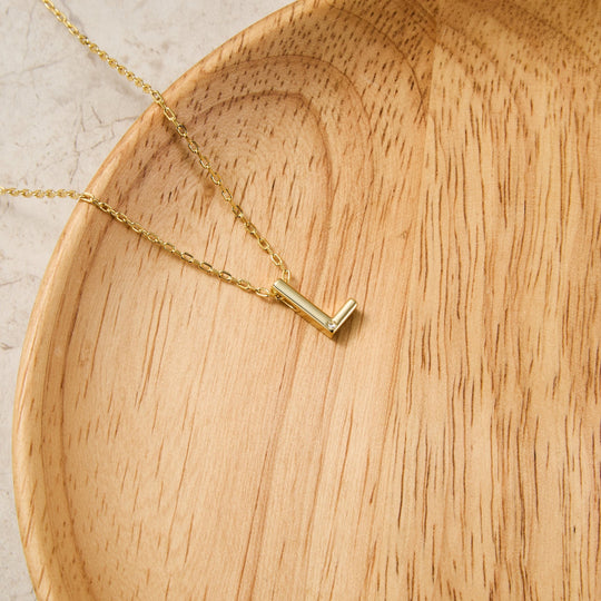 Gold Plated Initial Necklace Letter L Created with Zircondia® Crystals - Philip Jones Jewellery