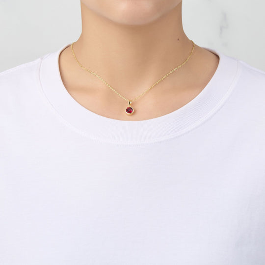 Gold Plated July (Ruby) Birthstone Necklace & Earrings Set Created with Zircondia® Crystals - Philip Jones Jewellery