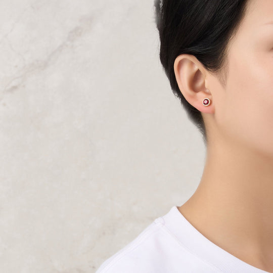Gold Plated July (Ruby) Birthstone Necklace & Earrings Set Created with Zircondia® Crystals - Philip Jones Jewellery