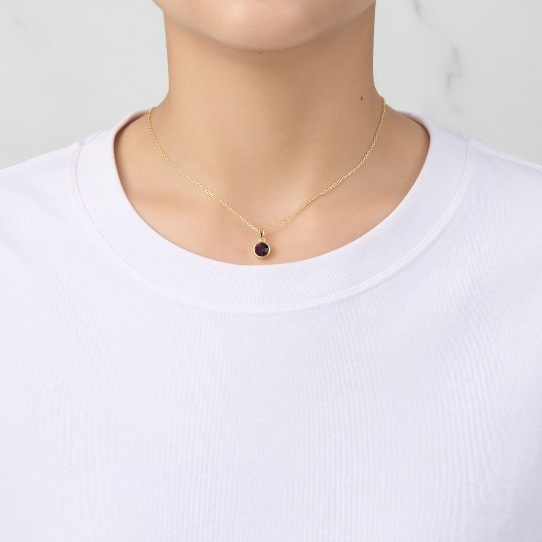 Gold Plated June (Alexandrite) Birthstone Necklace & Earrings Set Created with Zircondia® Crystals - Philip Jones Jewellery