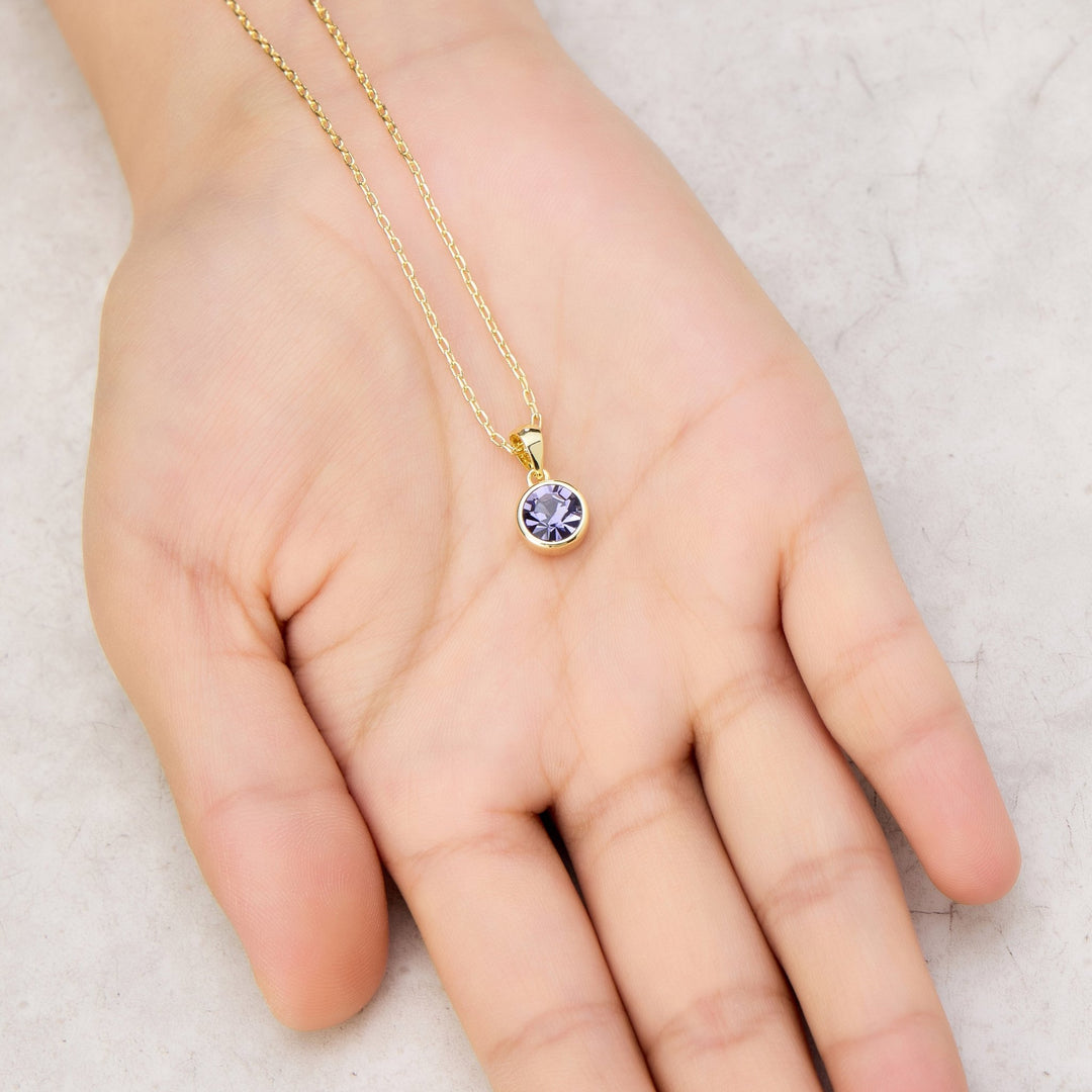 Gold Plated Light Purple Crystal Necklace Created with Zircondia® Crystals - Philip Jones Jewellery