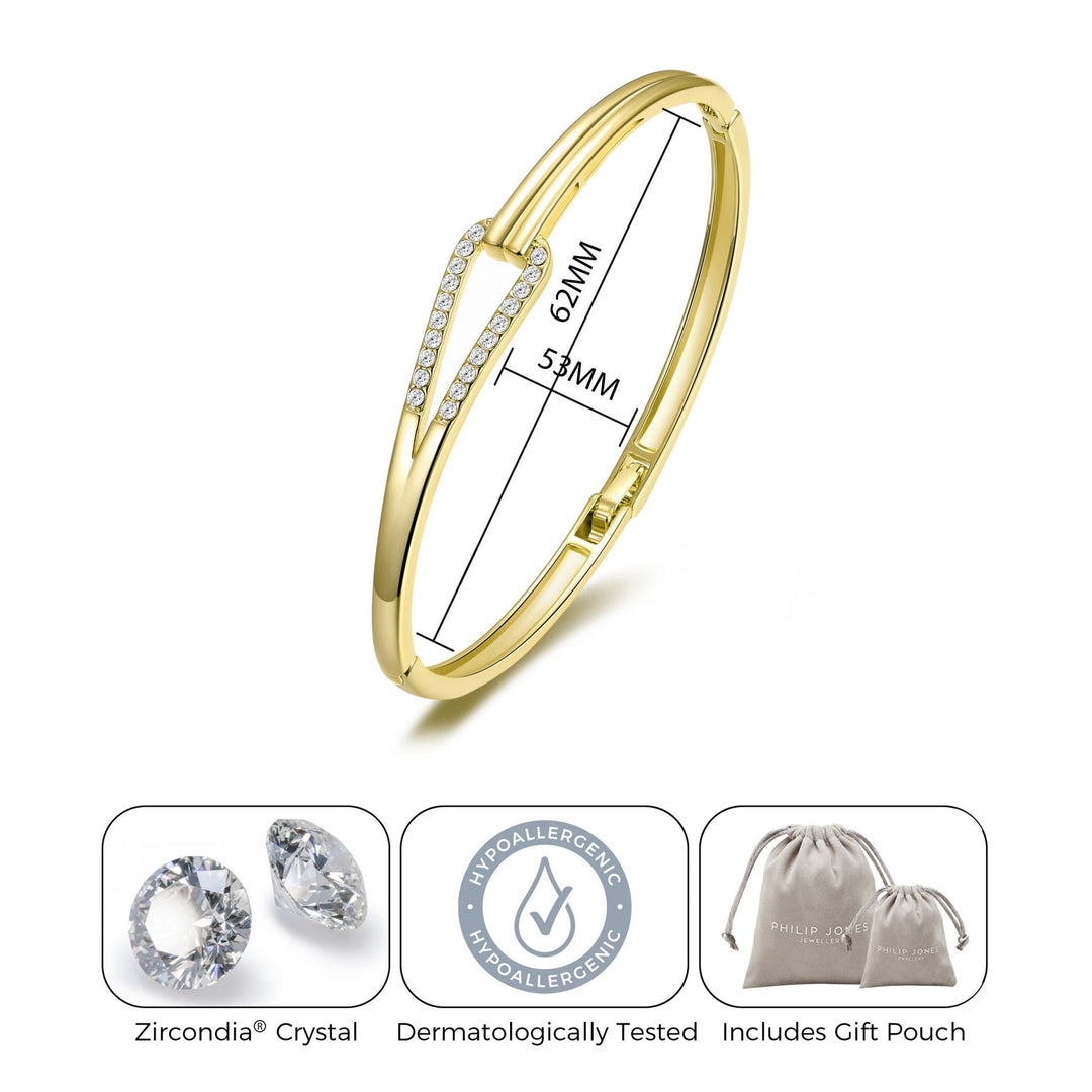 Gold Plated Link Bangle Created with Zircondia® Crystals (7 Inch) - Philip Jones Jewellery