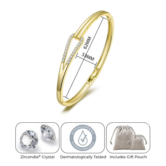 Gold Plated Link Bangle Created with Zircondia® Crystals (7 Inch) - Philip Jones Jewellery