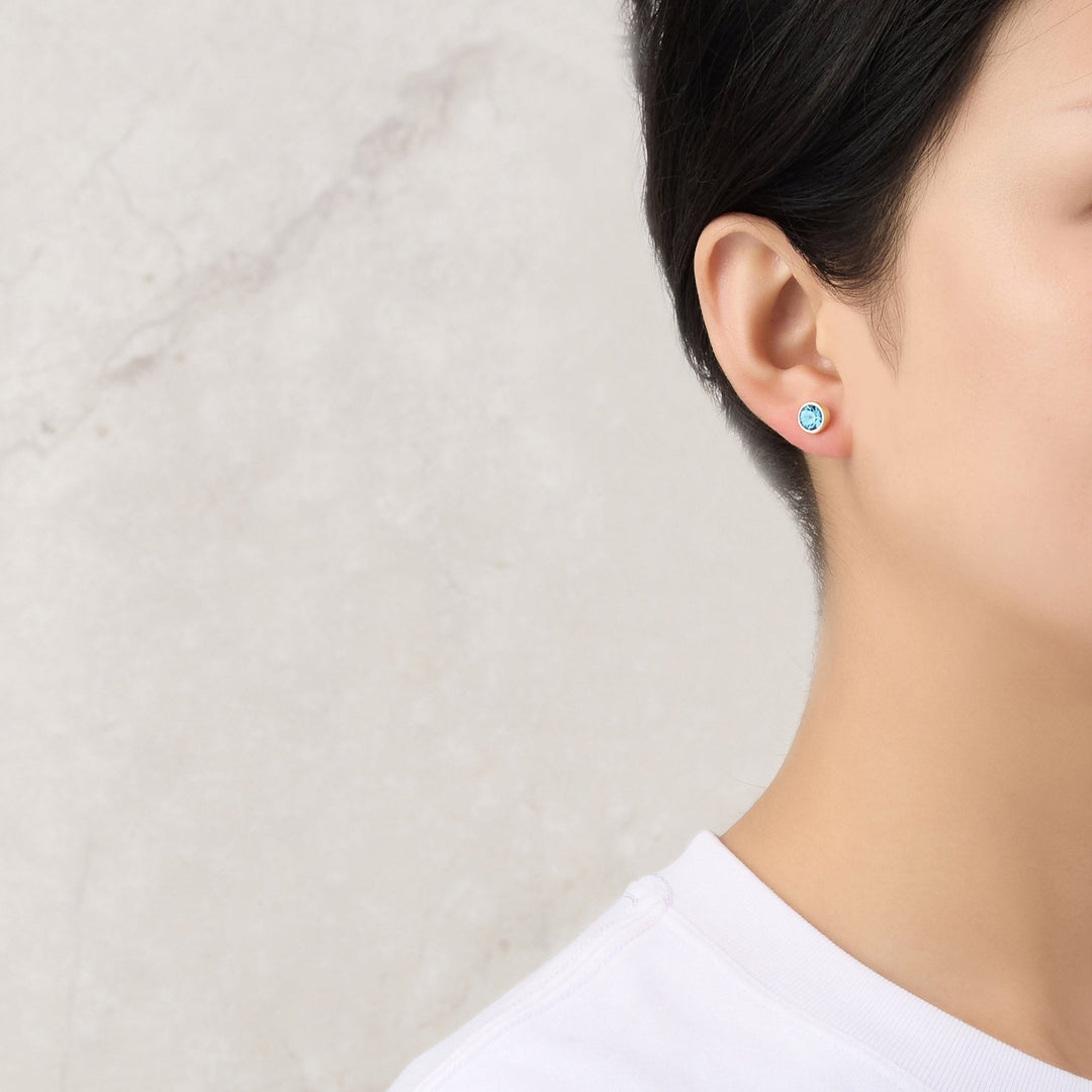 Gold Plated March (Aquamarine) Birthstone Necklace & Earrings Set Created with Zircondia® Crystals - Philip Jones Jewellery