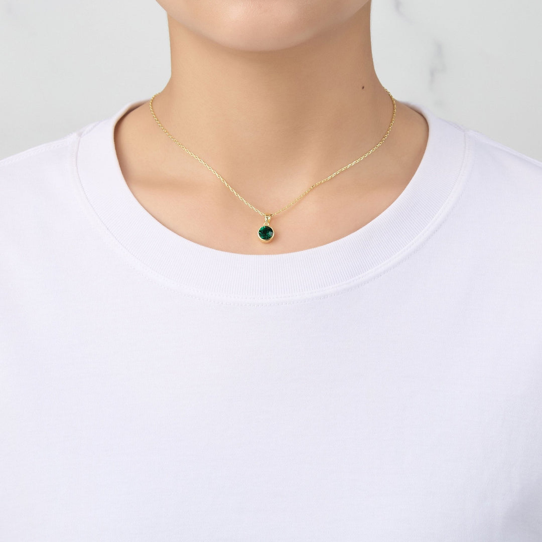 Gold Plated May (Emerald) Birthstone Necklace & Earrings Set Created with Zircondia® Crystals - Philip Jones Jewellery