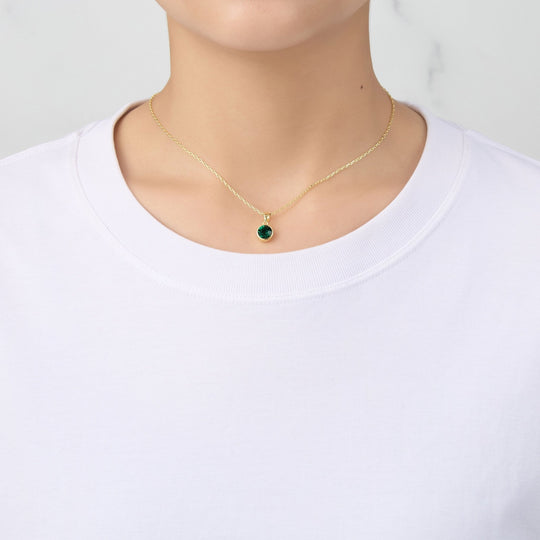 Gold Plated May (Emerald) Birthstone Necklace & Earrings Set Created with Zircondia® Crystals - Philip Jones Jewellery