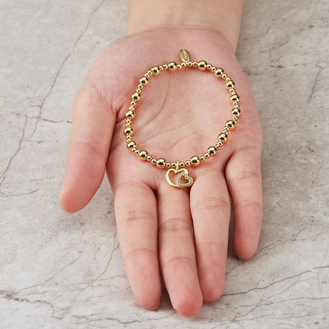 Gold Plated Mother and Daughter Quote Stretch Bracelet with Gift Box - Philip Jones Jewellery
