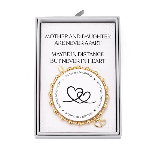 Gold Plated Mother and Daughter Quote Stretch Bracelet with Gift Box - Philip Jones Jewellery