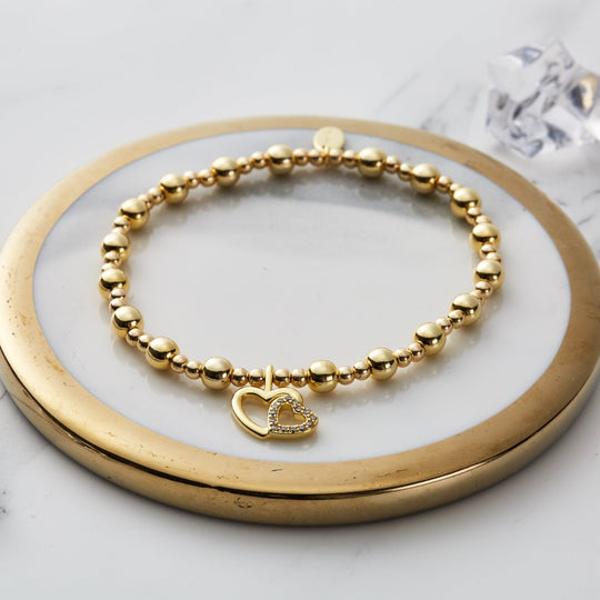 Gold Plated Mother and Daughter Quote Stretch Bracelet with Gift Box - Philip Jones Jewellery