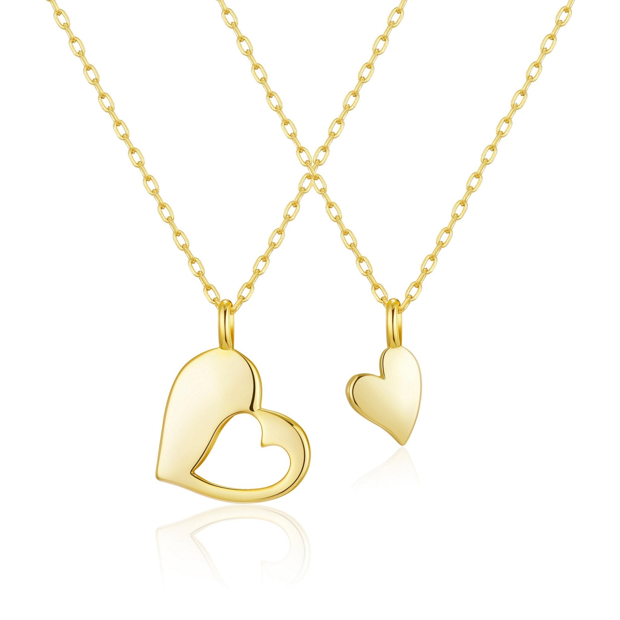 Gold Plated Mother Daughter Piece of My Heart Necklace Set - Philip Jones Jewellery