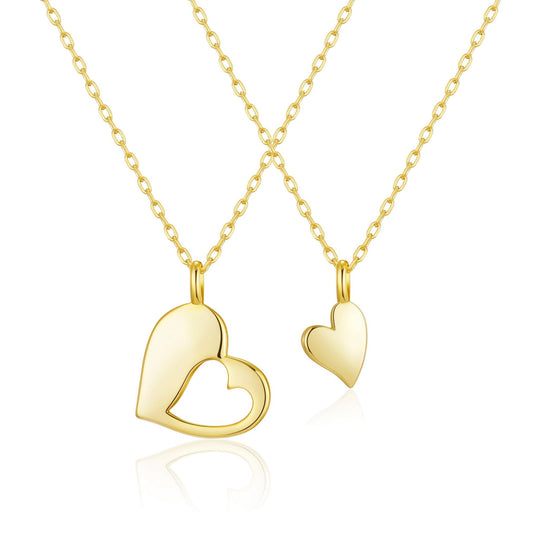 Gold Plated Mother Daughter Piece of My Heart Necklace Set - Philip Jones Jewellery