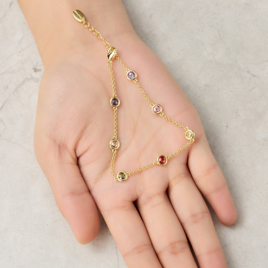 Gold Plated Multi Coloured Crystal Bracelet Created with Zircondia® Crystals - Philip Jones Jewellery