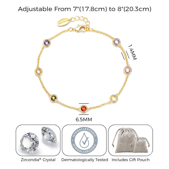 Gold Plated Multi Coloured Crystal Bracelet Created with Zircondia® Crystals - Philip Jones Jewellery