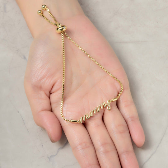 Gold Plated Mummy Bracelet Created with Zircondia® Crystals - Philip Jones Jewellery