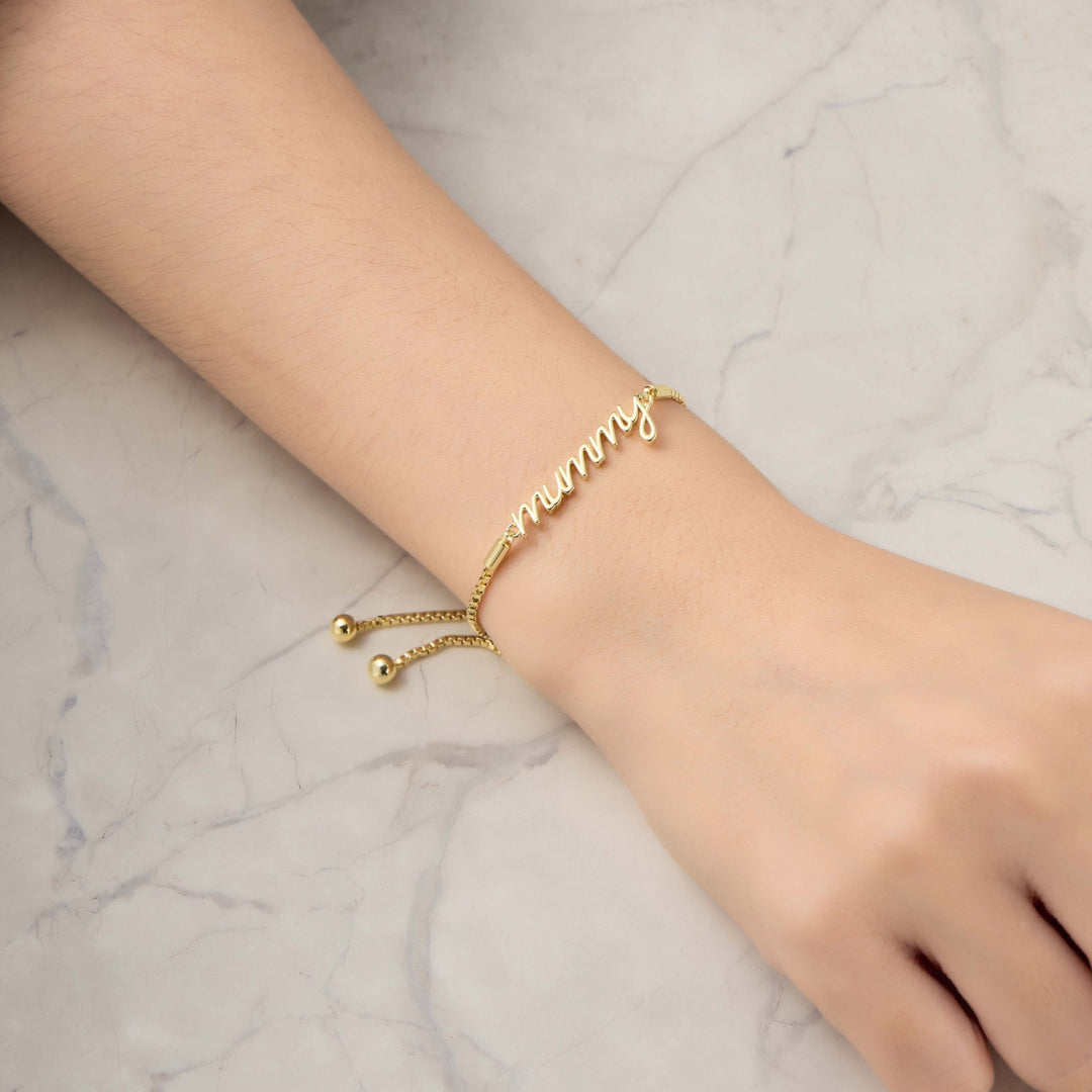 Gold Plated Mummy Bracelet Created with Zircondia® Crystals - Philip Jones Jewellery