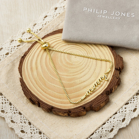 Gold Plated Mummy Bracelet Created with Zircondia® Crystals - Philip Jones Jewellery