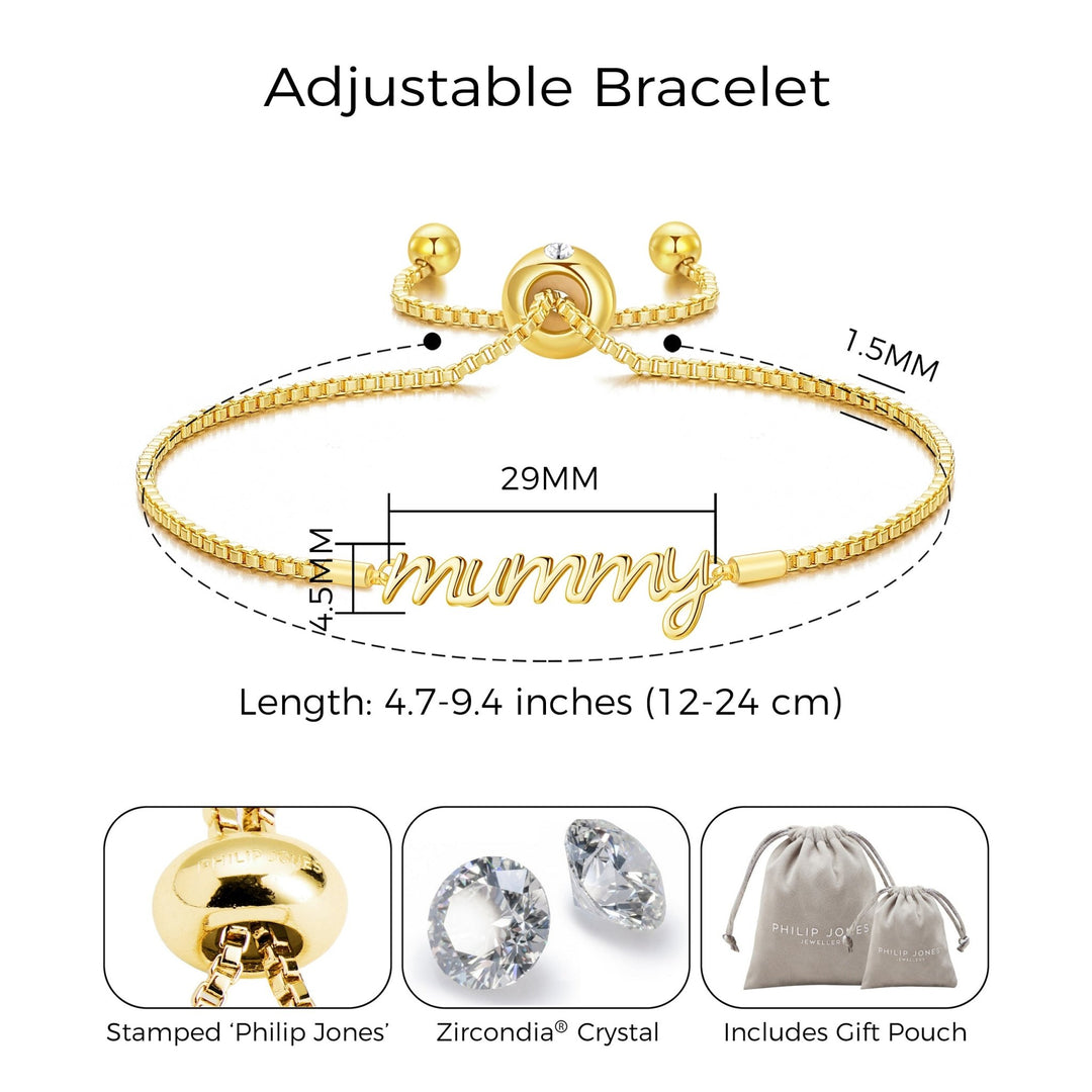 Gold Plated Mummy Bracelet Created with Zircondia® Crystals - Philip Jones Jewellery