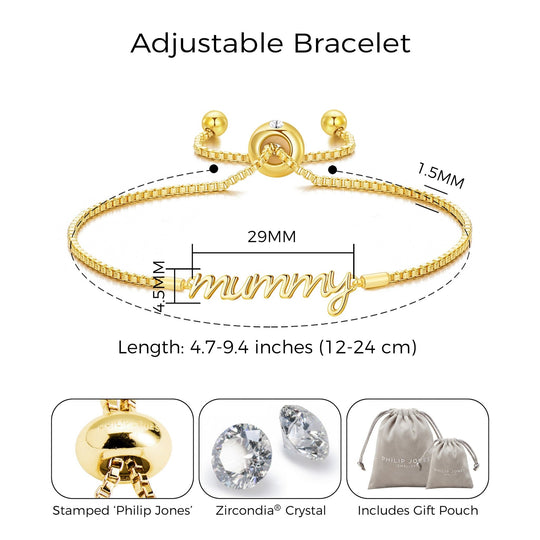 Gold Plated Mummy Bracelet Created with Zircondia® Crystals - Philip Jones Jewellery