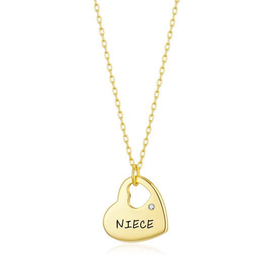 Gold Plated Niece Heart Necklace Created with Zircondia® Crystals - Philip Jones Jewellery