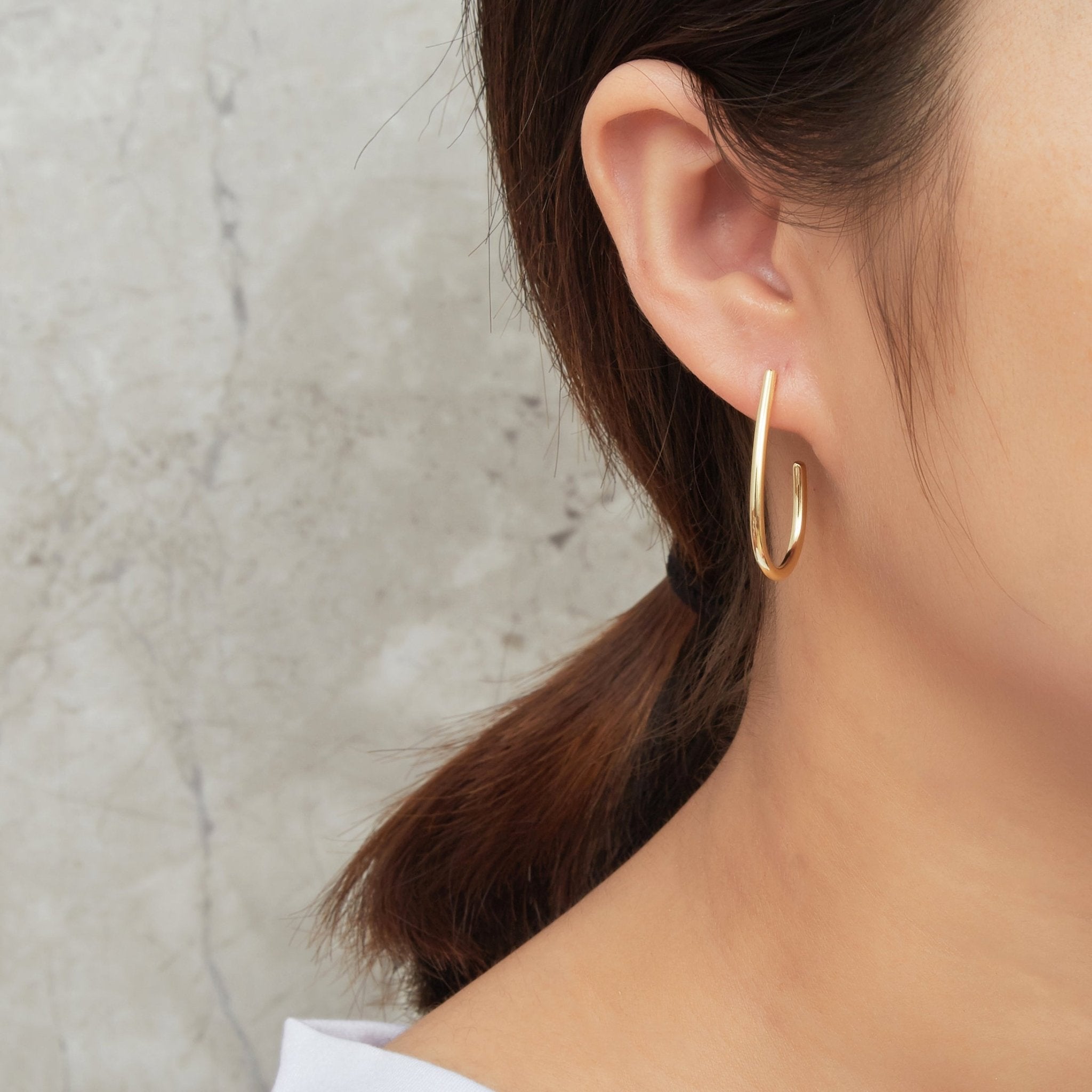 Gold Plated Oval Hoop Earrings - Philip Jones Jewellery